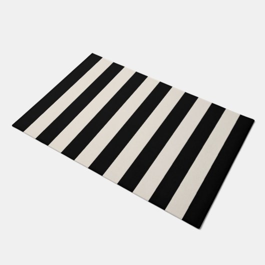 Verticale strepen zwart en crème wit gestreept deurmat (Schuin)