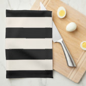 Verticale strepen zwart en crème wit gestreept theedoek (Quarter Fold)