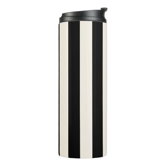 Verticale strepen zwart en crème wit gestreept thermosbeker (Gedraaid links)