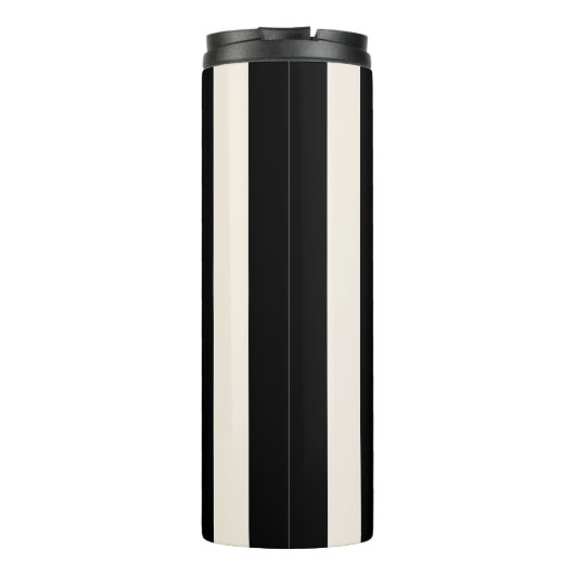 Verticale strepen zwart en crème wit gestreept thermosbeker (Achterkant)