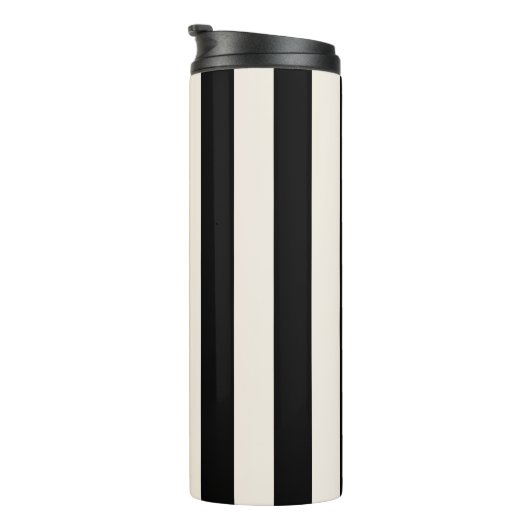 Verticale strepen zwart en crème wit gestreept thermosbeker (Geroteerd rechts)