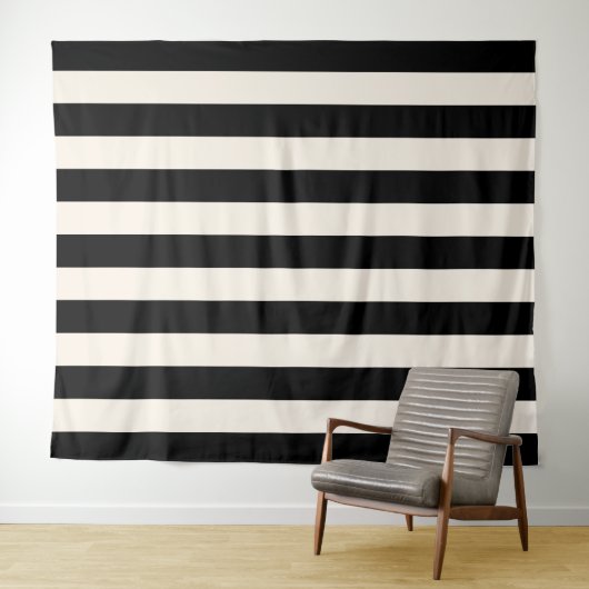 Verticale strepen zwart en crème wit gestreept wandkleed (In Situ (horizontaal))