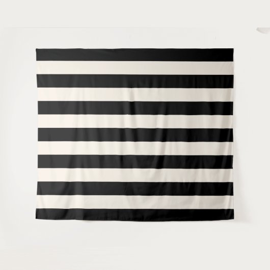 Verticale strepen zwart en crème wit gestreept wandkleed (Voorkant (horizontaal))