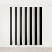 Verticale strepen zwart en crème wit gestreept wandkleed (Voorkant)