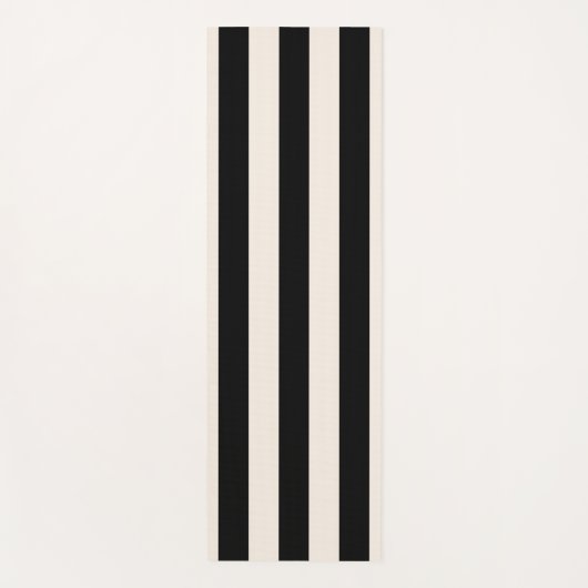 Verticale strepen zwart en crème wit gestreept yogamat (Voorkant)