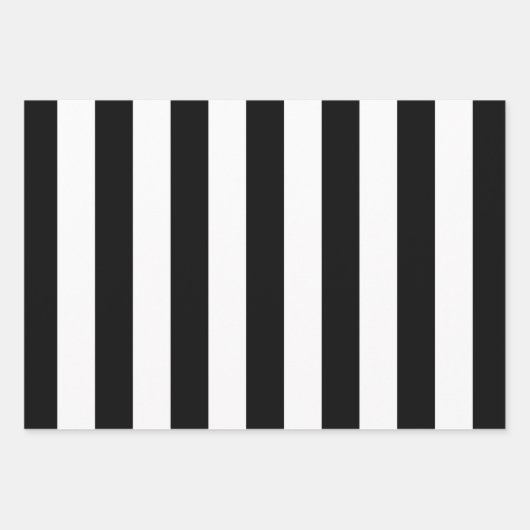 Verticale strepen zwart en wit gestreept inpakpapier vel (Voorkant 3)