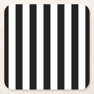 Verticale strepen zwart en wit gestreept kartonnen onderzetters