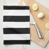 Verticale strepen zwart en wit gestreept theedoek (Quarter Fold)