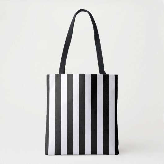 Verticale strepen zwart en wit gestreept tote bag (Voorkant)