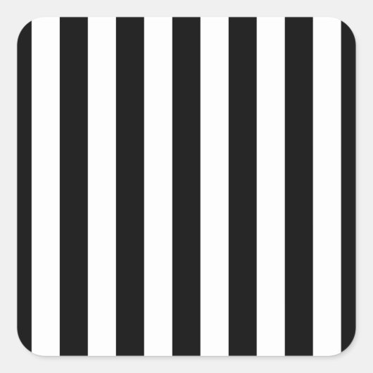 Verticale strepen zwart en wit gestreept vierkante sticker (Voorkant)