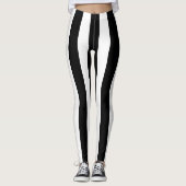 Verticale strepen, zwart en wit leggings (Voorkant)