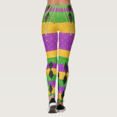 Verticale Stripe Diamond Harlequin Mardi Gras Kleu Leggings (Achterkant)