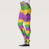 Verticale Stripe Diamond Harlequin Mardi Gras Kleu Leggings (Links)