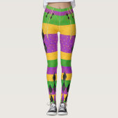 Verticale Stripe Diamond Harlequin Mardi Gras Kleu Leggings (Voorkant)