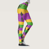 Verticale Stripe Diamond Harlequin Mardi Gras Kleu Leggings (Rechts)