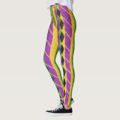 Verticale stripe Harlequin Mardi Gras Colors Leggings (Links)