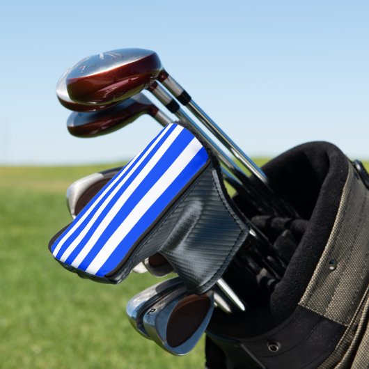 Verticale Stripe Sailor Blauw & Wit Patroon Golfheadcover (Insitu)
