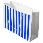 Verticale Stripe Sailor Blauw & Wit Patroon Groot Cadeauzakje (Voorkant Gekanteld)