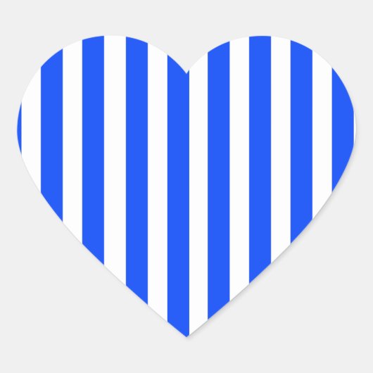 Verticale Stripe Sailor Blauw & Wit Patroon Hart Sticker (Voorkant)