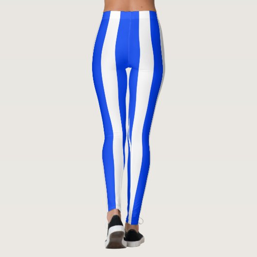 Verticale Stripe Sailor Blauw & Wit Patroon Leggings (Achterkant)