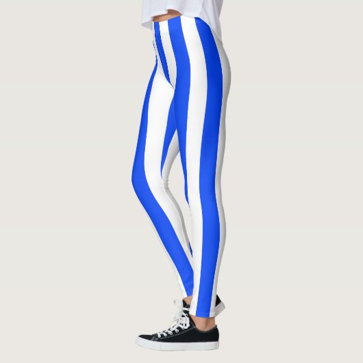 Verticale Stripe Sailor Blauw & Wit Patroon Leggings (Links)