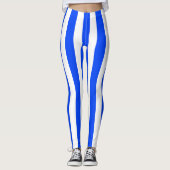 Verticale Stripe Sailor Blauw & Wit Patroon Leggings (Voorkant)