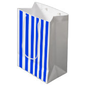 Verticale Stripe Sailor Blauw & Wit Patroon Medium Cadeauzakje (Voorkant Gekanteld)