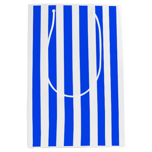 Verticale Stripe Sailor Blauw & Wit Patroon Medium Cadeauzakje (Voorkant)