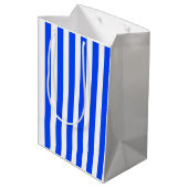 Verticale Stripe Sailor Blauw & Wit Patroon Medium Cadeauzakje (Achterkant Gekanteld)