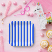 Verticale Stripe Sailor Blauw & Wit Patroon Papieren Bordje (Feest)
