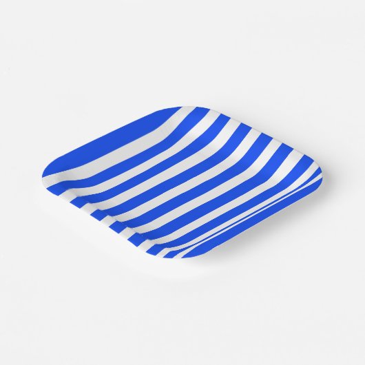 Verticale Stripe Sailor Blauw & Wit Patroon Papieren Bordje (Gebogen)