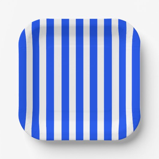 Verticale Stripe Sailor Blauw & Wit Patroon Papieren Bordje (Voorkant)
