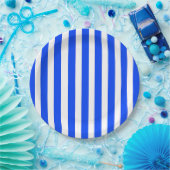 Verticale Stripe Sailor Blauw & Wit Patroon Papieren Bordje (Feest)