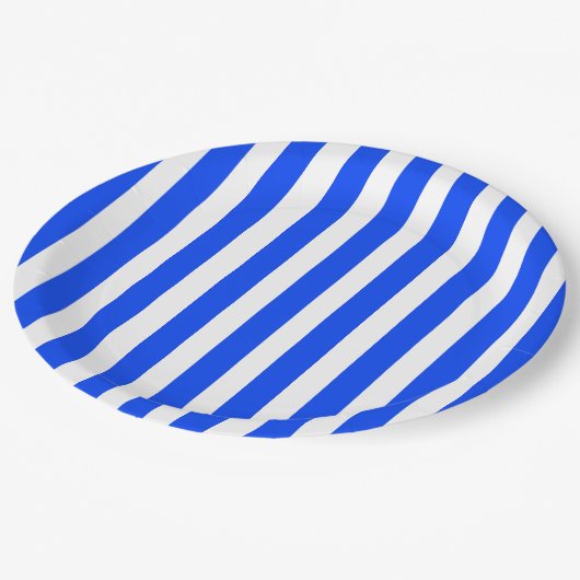 Verticale Stripe Sailor Blauw & Wit Patroon Papieren Bordje (Gekanteld)