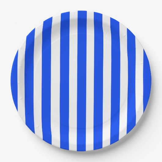 Verticale Stripe Sailor Blauw & Wit Patroon Papieren Bordje (Voorkant)