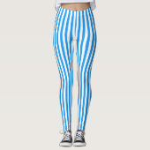 Verticale Stripes Blue White Classic Leggings (Voorkant)
