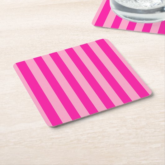 Verticale Stripes Hot Pink Kartonnen Onderzetters (Schuin)