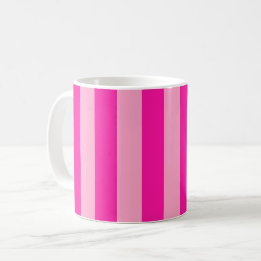 Verticale Stripes Hot Pink Koffiemok (Voorkant links)