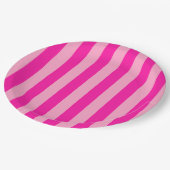 Verticale Stripes Hot Pink Papieren Bordje (Gekanteld)