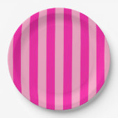 Verticale Stripes Hot Pink Papieren Bordje (Voorkant)