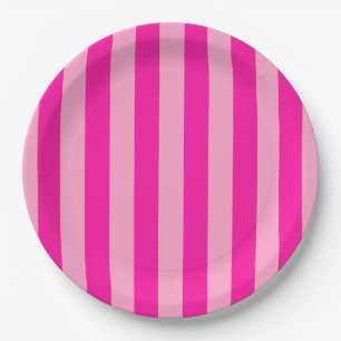 Verticale Stripes Hot Pink Papieren Bordje