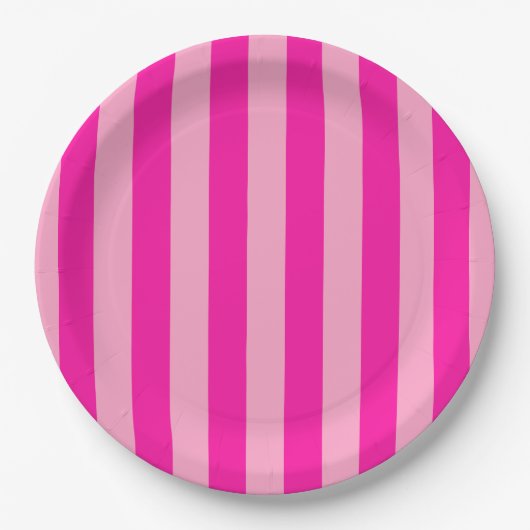 Verticale Stripes Hot Pink Papieren Bordje (Voorkant)