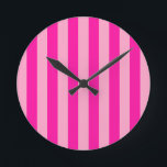 Verticale Stripes Hot Pink Ronde Klok<br><div class="desc">Verticale strepen - roze en hete roze.</div>