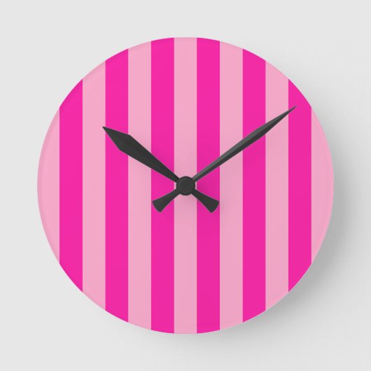 Verticale Stripes Hot Pink Ronde Klok (Voorkant)