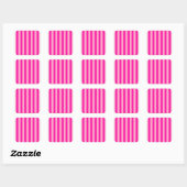 Verticale Stripes Hot Pink Vierkante Sticker (Vel)