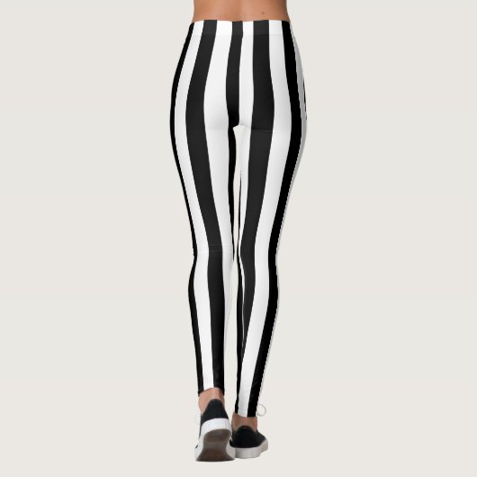 Verticale stripes zwart-wit decor ingeschakeld leggings (Achterkant)