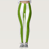 Verticale stripper ~ Green ~ White ~ Leggings (Voorkant)