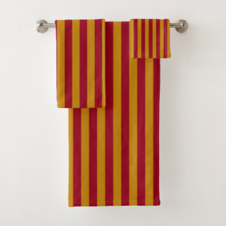 Verticale strips en gouden strips bad handdoek