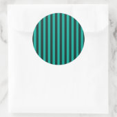 Verticale strips stijldecor turquoise ronde sticker (Tas)