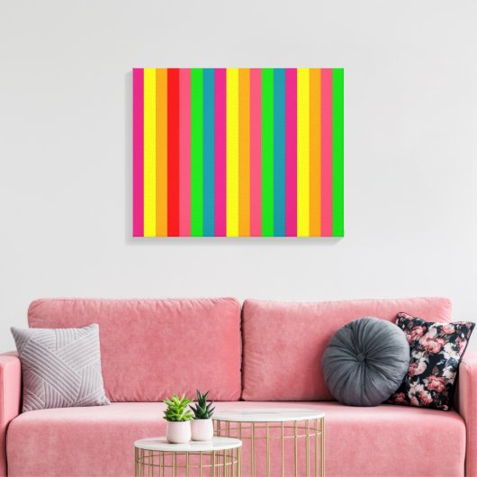 Verticale strips voor meerkleurige regenboog canvas afdruk (Insitu (Woonkamer))
